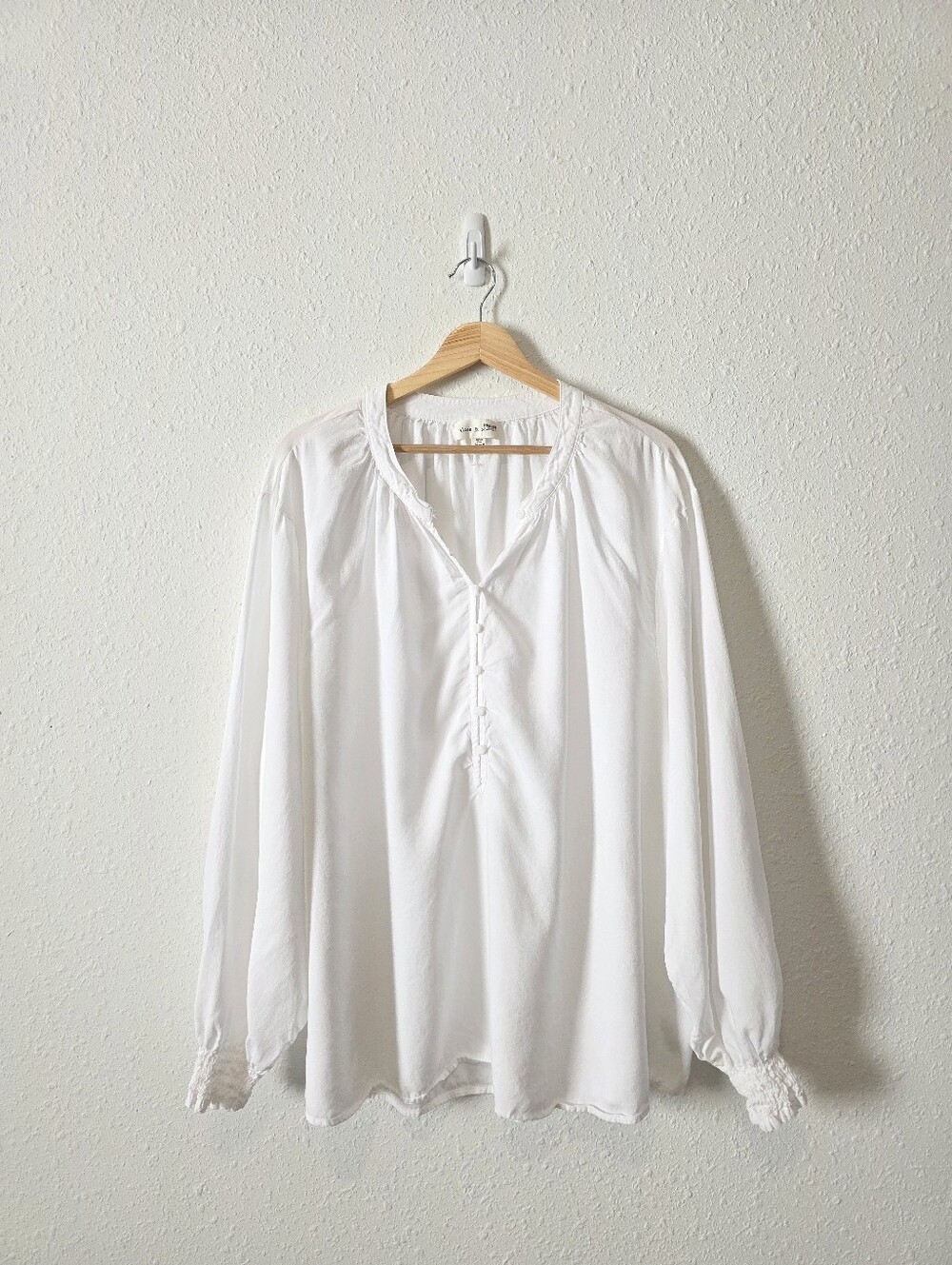 Cloth & Stone White Oversized Puff Sleeve Blouse 3X